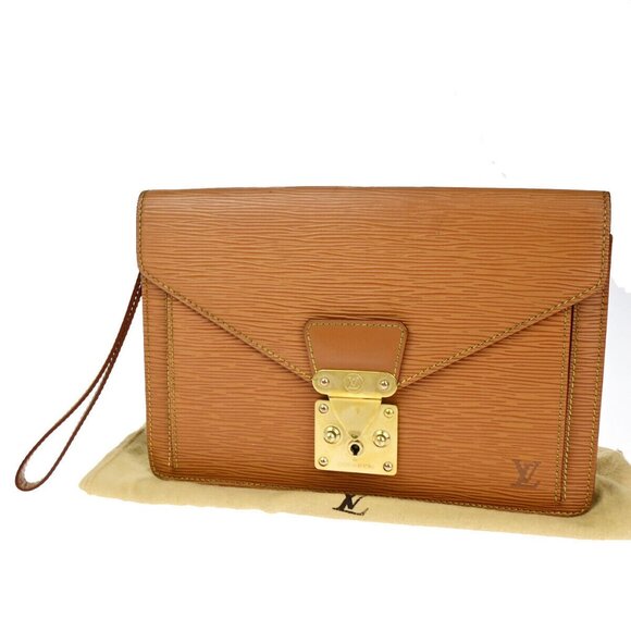 LOUIS VUITTON Sellier Dragonne Clutch Hand Bag Epi Leather Gold - Picture 1 of 15